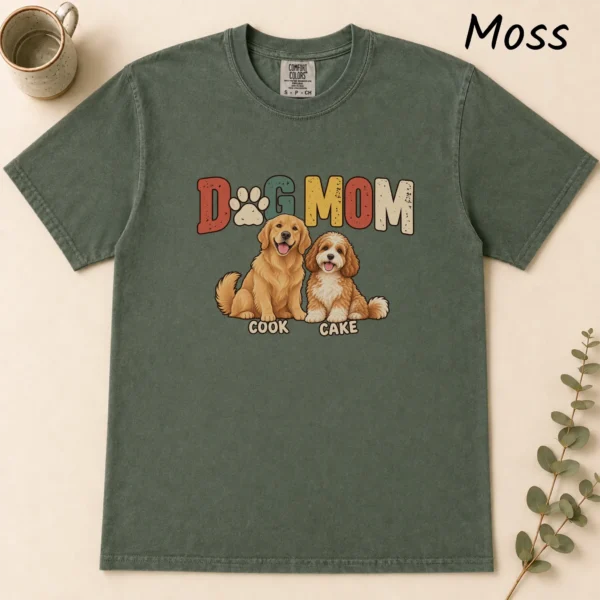 Personalized Dog Mom Shirt, Custom Dog Lover Hoodie & Sweatshirt — alternate product mockup personalized dog mom shirt t-shirt flat lay view