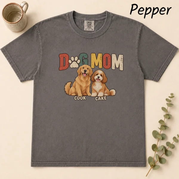 Personalized Dog Mom Shirt, Custom Dog Lover Hoodie & Sweatshirt — alternate product mockup personalized dog mom shirt t-shirt flat lay view