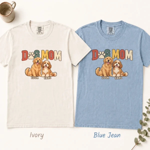 Personalized Dog Mom Shirt, Custom Dog Lover Hoodie & Sweatshirt — alternate product mockup personalized dog mom shirt t-shirt color options
