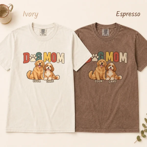 Personalized Dog Mom Shirt, Custom Dog Lover Hoodie & Sweatshirt — alternate product mockup personalized dog mom shirt t-shirt color options