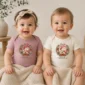 personalized first Christmas baby bodysuit model mockup