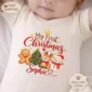 personalized first Christmas baby bodysuit mockup view