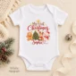 personalized first Christmas baby bodysuit color options