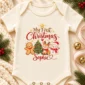 personalized first Christmas baby bodysuit front view
