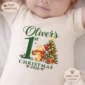 personalized first Christmas teddy bear baby bodysuit product photo