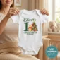 personalized first Christmas teddy bear baby bodysuit front view