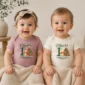 personalized first Christmas teddy bear baby bodysuit model mockup
