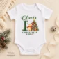 personalized first Christmas teddy bear baby bodysuit color options
