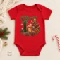 personalized first Christmas teddy bear baby bodysuit color options