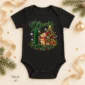 personalized first Christmas teddy bear baby bodysuit color options