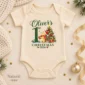 personalized first Christmas teddy bear baby bodysuit color options