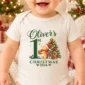 personalized first Christmas teddy bear baby bodysuit mockup view