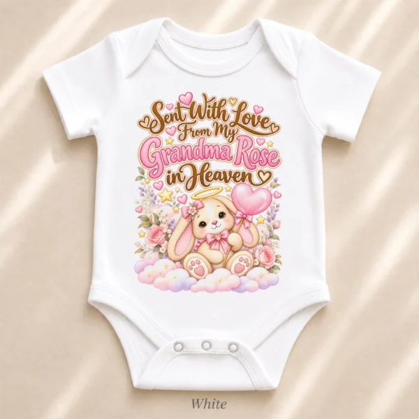 Personalized Grandma in Heaven Memorial Baby Bodysuit — alternate product mockup personalized grandma in heaven memorial baby bodysuit lifestyle scene