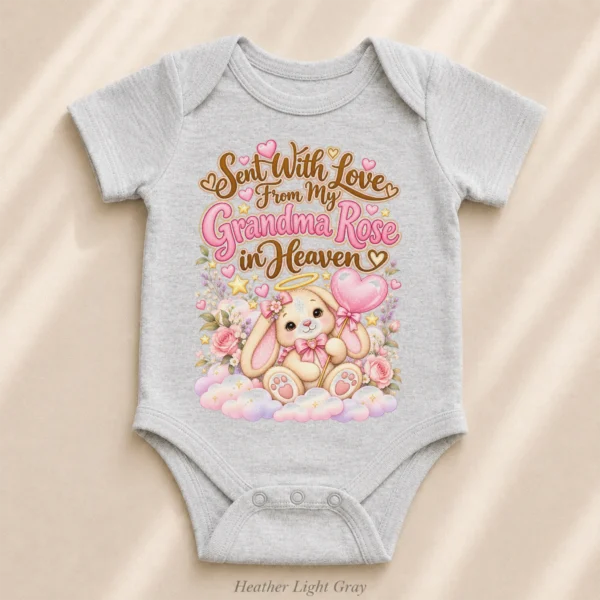 Personalized Grandma in Heaven Memorial Baby Bodysuit — alternate product mockup personalized grandma in heaven memorial baby bodysuit product photo