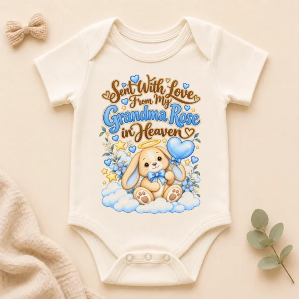 Personalized Grandma in Heaven Memorial Baby Bodysuit — alternate product mockup personalized grandma in heaven memorial baby bodysuit product detail