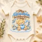personalized grandma watches over me baby bodysuit close-up detail