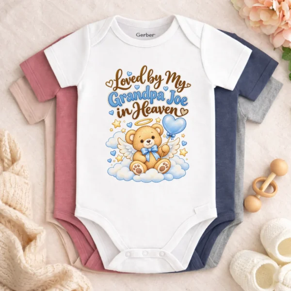 Personalized Grandpa in Heaven Memorial Baby Bodysuit — baby bodysuit mockup personalized grandpa in heaven memorial baby bodysuit color options