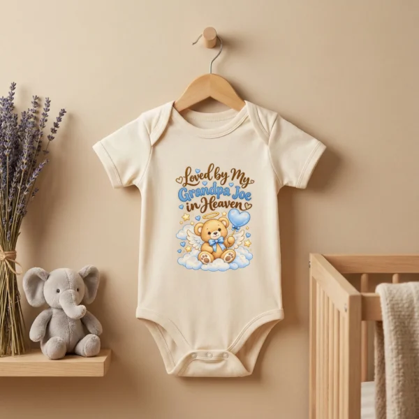 Personalized Grandpa in Heaven Memorial Baby Bodysuit — baby bodysuit mockup personalized grandpa in heaven memorial baby bodysuit product photo