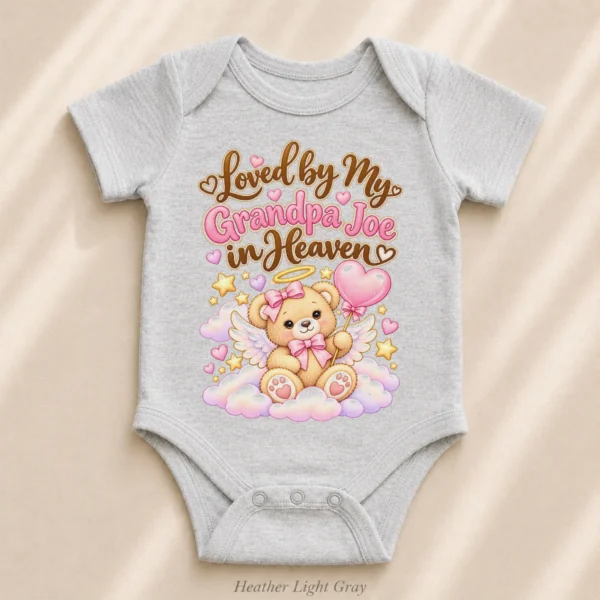 Personalized Grandpa in Heaven Memorial Baby Bodysuit — alternate product mockup personalized grandpa in heaven memorial baby bodysuit product detail