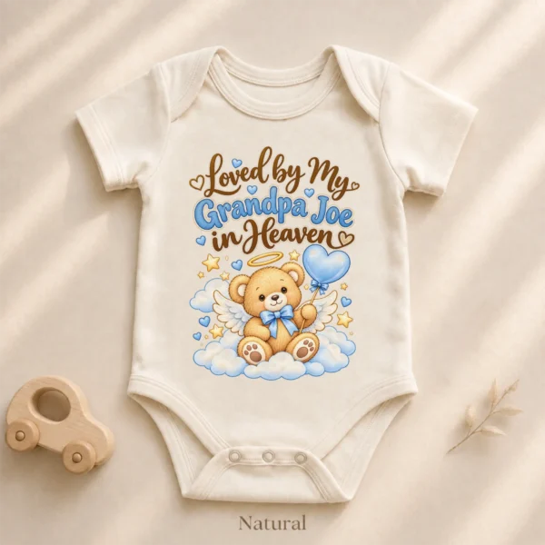 Personalized Grandpa in Heaven Memorial Baby Bodysuit — alternate product mockup personalized grandpa in heaven memorial baby bodysuit product photo