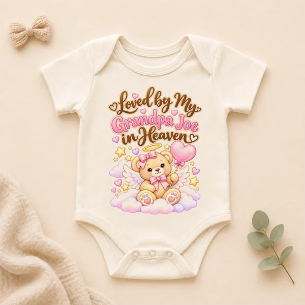 Personalized Grandpa in Heaven Memorial Baby Bodysuit — alternate product mockup personalized grandpa in heaven memorial baby bodysuit product photo