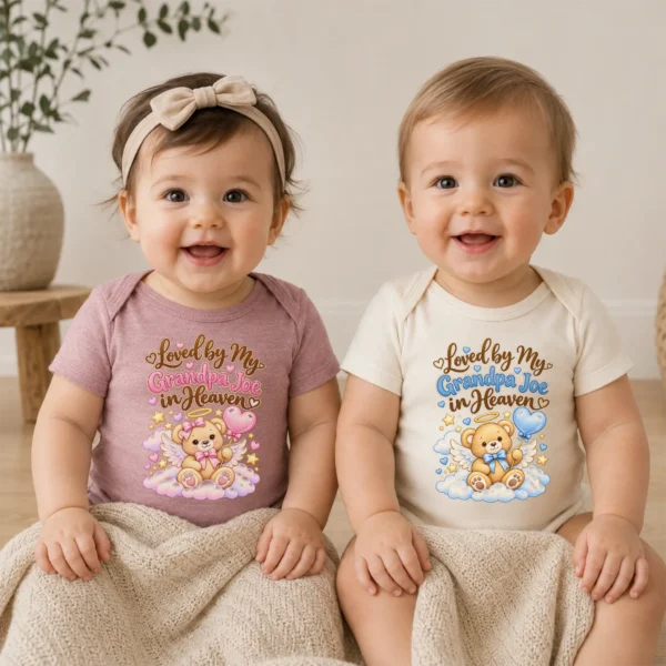 Personalized Grandpa in Heaven Memorial Baby Bodysuit — baby bodysuit mockup personalized grandpa in heaven memorial baby bodysuit model mockup