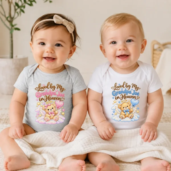 Personalized Grandpa in Heaven Memorial Baby Bodysuit — baby bodysuit mockup personalized grandpa in heaven memorial baby bodysuit model mockup