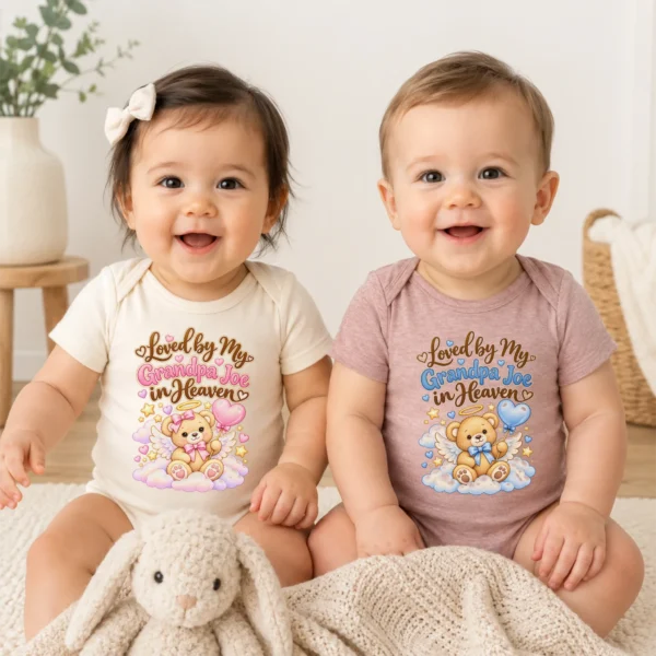 Personalized Grandpa in Heaven Memorial Baby Bodysuit — baby bodysuit mockup personalized grandpa in heaven memorial baby bodysuit model mockup