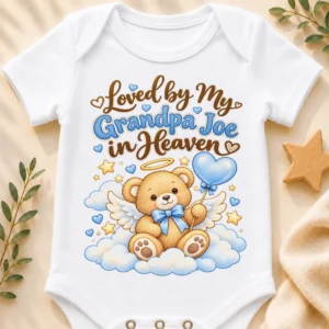 personalized grandpa in heaven memorial baby bodysuit close-up detail