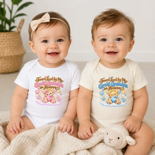 Personalized Great Grandpa Memorial Baby Bodysuit — baby bodysuit mockup personalized great grandpa memorial baby bodysuit model mockup