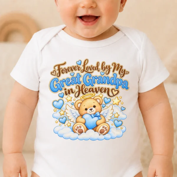 Personalized Great Grandpa Memorial Baby Bodysuit — baby bodysuit mockup personalized great grandpa memorial baby bodysuit close-up detail
