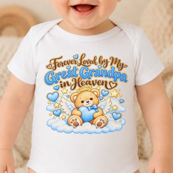 Personalized Great Grandpa Memorial Baby Bodysuit — baby bodysuit mockup personalized great grandpa memorial baby bodysuit close-up detail