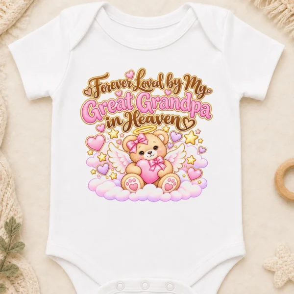 Personalized Great Grandpa Memorial Baby Bodysuit — baby bodysuit mockup personalized great grandpa memorial baby bodysuit close-up detail