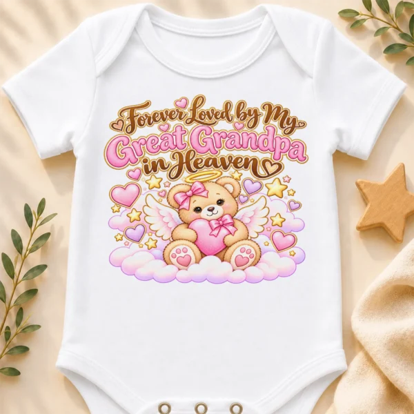 Personalized Great Grandpa Memorial Baby Bodysuit — baby bodysuit mockup personalized great grandpa memorial baby bodysuit close-up detail