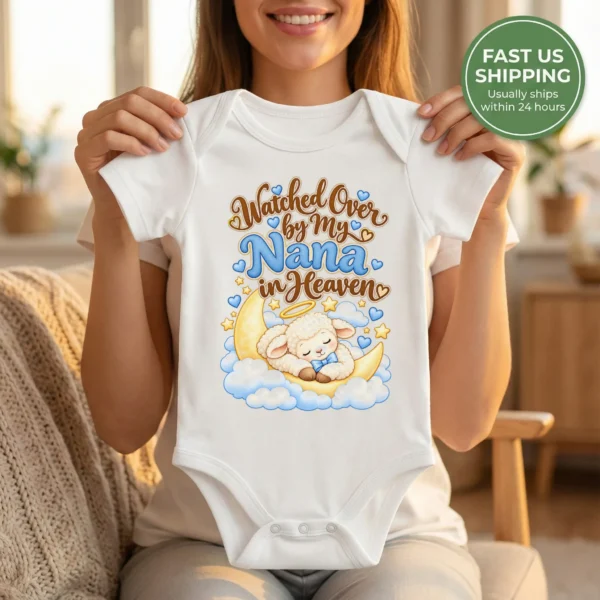 Personalized Nana in Heaven Memorial Baby Bodysuit — baby bodysuit mockup personalized nana in heaven memorial baby bodysuit product photo