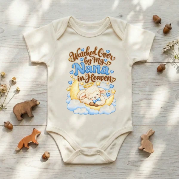 Personalized Nana in Heaven Memorial Baby Bodysuit — baby bodysuit mockup personalized nana in heaven memorial baby bodysuit product photo