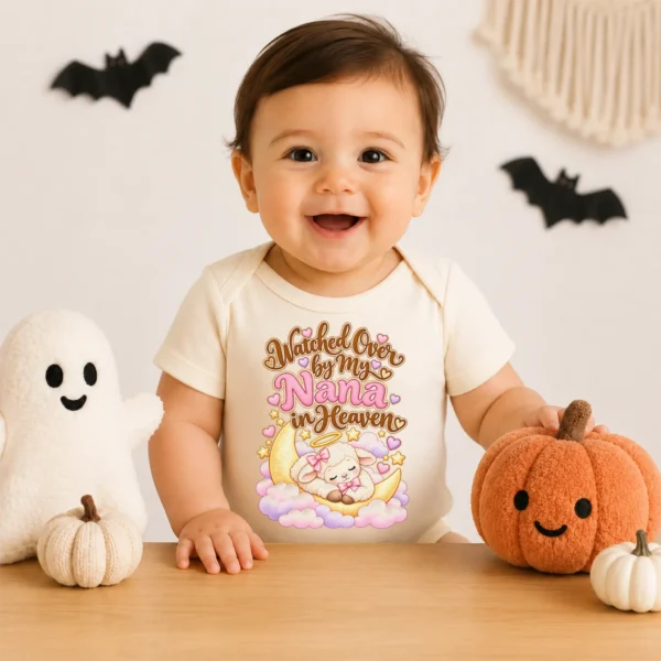 Personalized Nana in Heaven Memorial Baby Bodysuit — baby bodysuit mockup personalized nana in heaven memorial baby bodysuit product photo