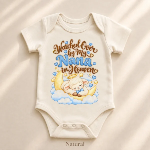 Personalized Nana in Heaven Memorial Baby Bodysuit — alternate product mockup personalized nana in heaven memorial baby bodysuit front view