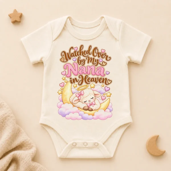 Personalized Nana in Heaven Memorial Baby Bodysuit — alternate product mockup personalized nana in heaven memorial baby bodysuit lifestyle scene