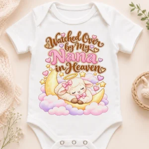 personalized nana in heaven memorial baby bodysuit close-up detail