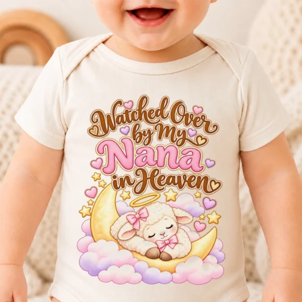 Personalized Nana in Heaven Memorial Baby Bodysuit — baby bodysuit mockup personalized nana in heaven memorial baby bodysuit close-up detail