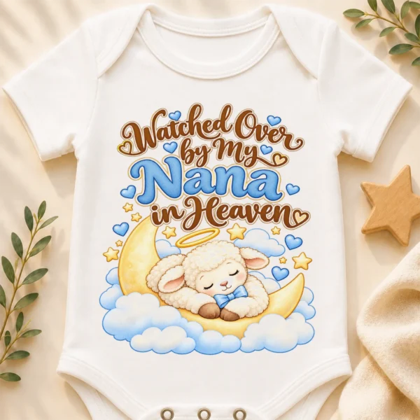 Personalized Nana in Heaven Memorial Baby Bodysuit — baby bodysuit mockup personalized nana in heaven memorial baby bodysuit close-up detail