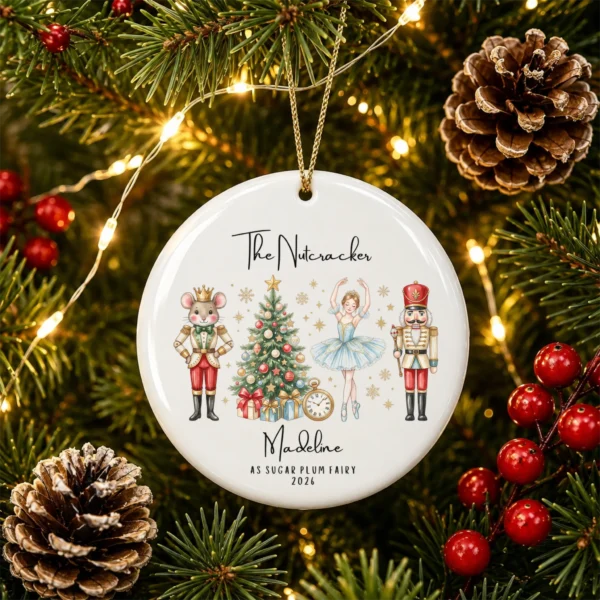 Personalized Nutcracker Ornament with Name and Year for Ballet Dancers — alternate product mockup personalized nutcracker ornament with name and year for ballet dancers product image product photo