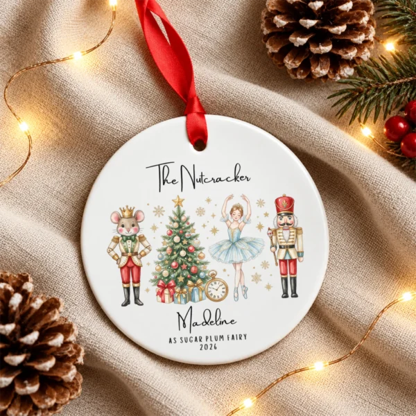 Personalized Nutcracker Ornament with Name and Year for Ballet Dancers — alternate product mockup personalized nutcracker ornament with name and year for ballet dancers product image product photo