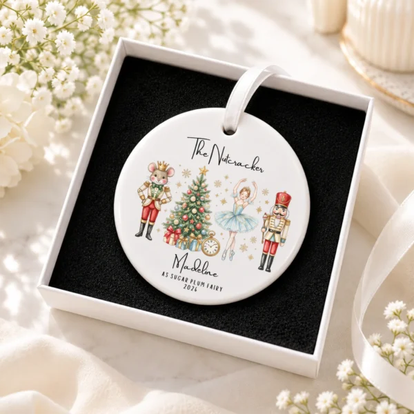 Personalized Nutcracker Ornament with Name and Year for Ballet Dancers — alternate product mockup personalized nutcracker ornament with name and year for ballet dancers product image product photo