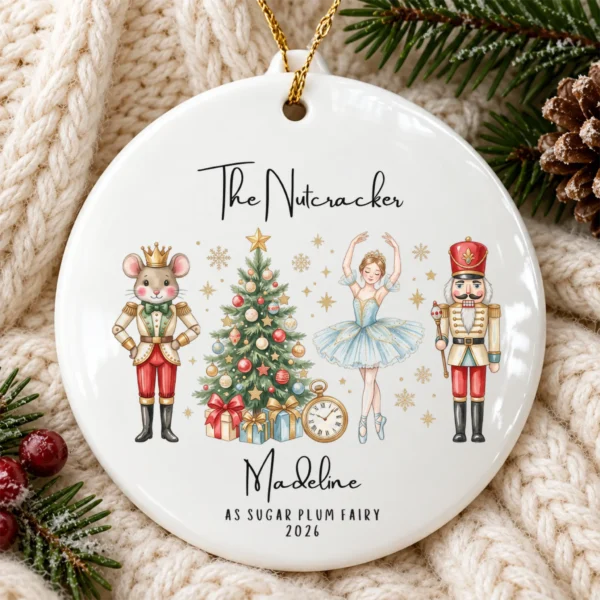 Personalized Nutcracker Ornament with Name and Year for Ballet Dancers — alternate product mockup personalized nutcracker ornament with name and year for ballet dancers product image product photo