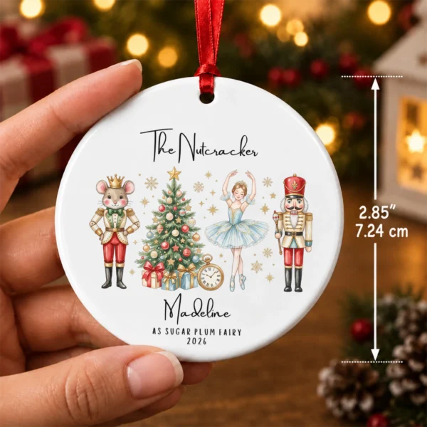 Personalized Nutcracker Ornament with Name and Year for Ballet Dancers — alternate product mockup personalized nutcracker ornament with name and year for ballet dancers product image product photo