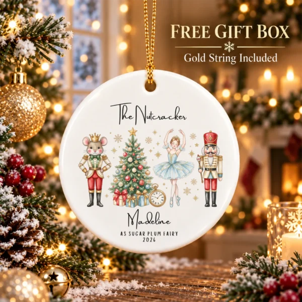 Personalized Nutcracker Ornament with Name and Year for Ballet Dancers — alternate product mockup personalized nutcracker ornament with name and year for ballet dancers product image product photo