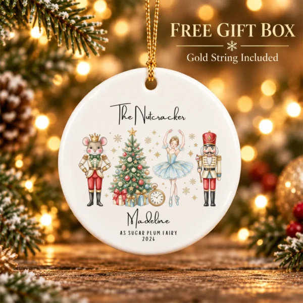 Personalized Nutcracker Ornament with Name and Year for Ballet Dancers — alternate product mockup personalized nutcracker ornament with name and year for ballet dancers product image product photo