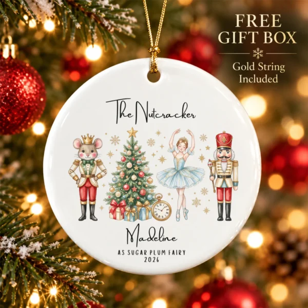 Personalized Nutcracker Ornament with Name and Year for Ballet Dancers — alternate product mockup personalized nutcracker ornament with name and year for ballet dancers product image product photo